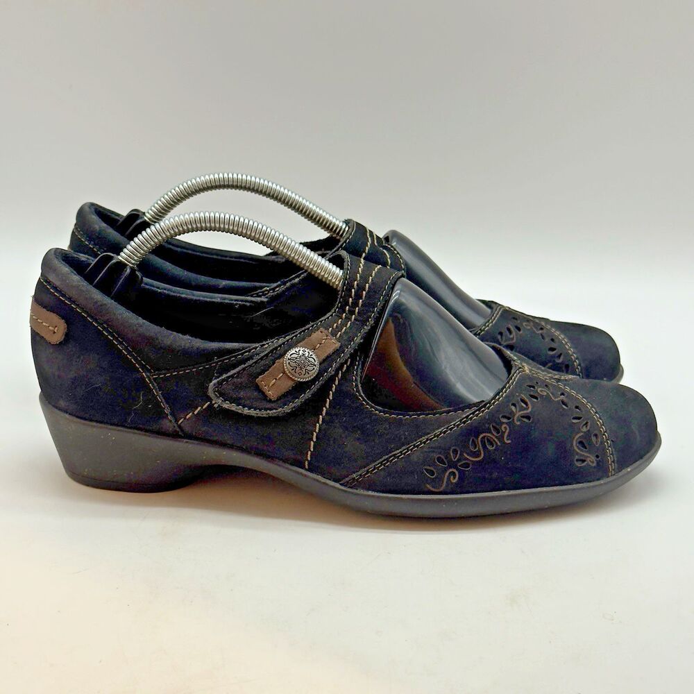 Cobb Hill by Rockport Black Leather Mary Jane Women's 8.5 Hook & Loop Strap Shoe